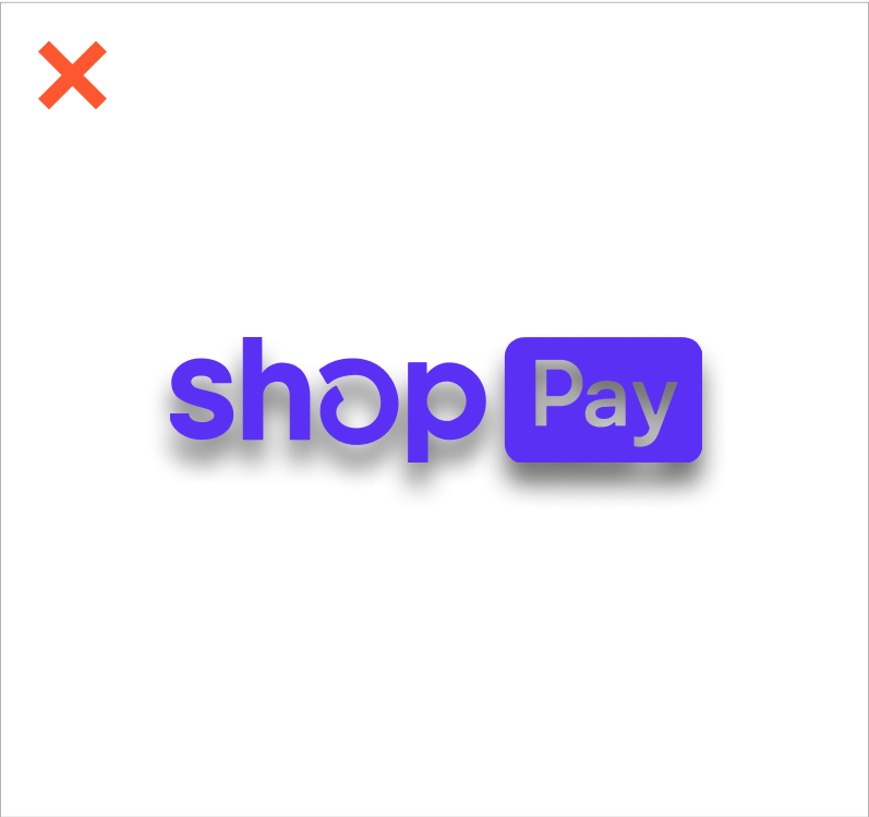Ejemplo de logo colocado en un color que no sea Shop púrpura, negro o blanco.